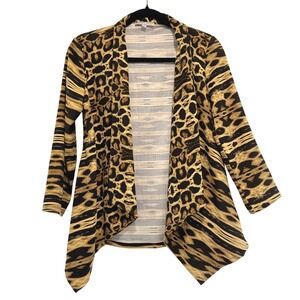 Alberto Makali Leopard Print Open Front‎ Knit Cardigan Jacket S Made in USA Glam